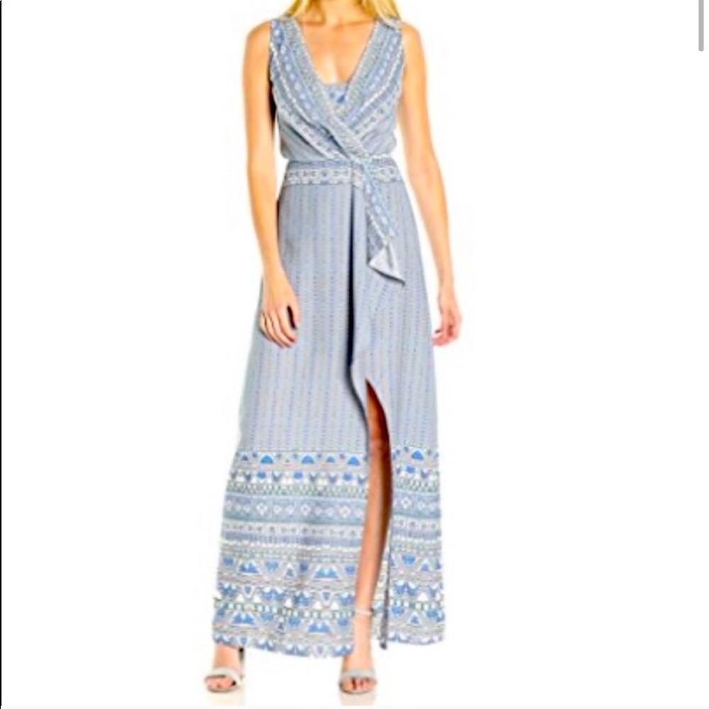 BCBGmaxazria koko woven sleeveless blue maxi dress
